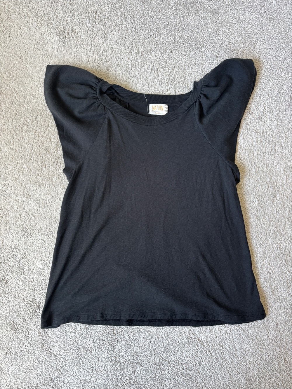 Nation LTD Black Flutter Sleeve Tee